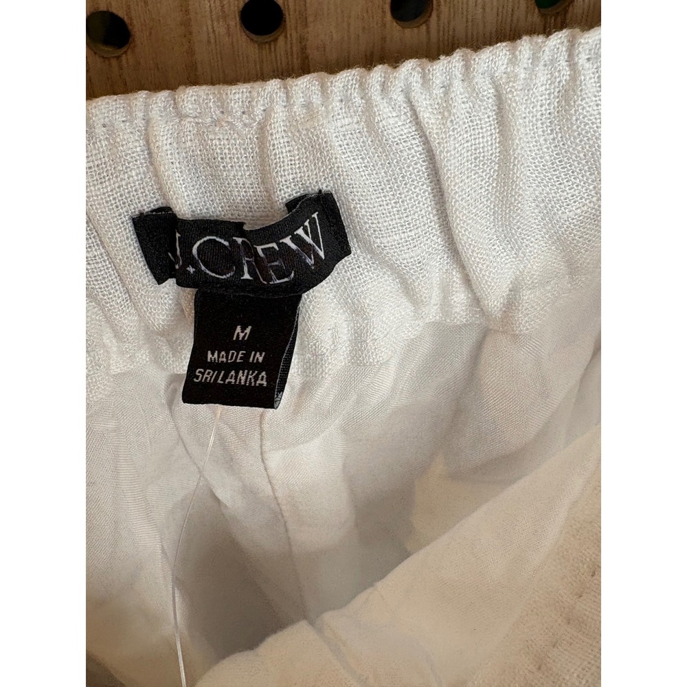 J.Crew Re-imagined White 100% Linen Shorts Women Medium CH876 Elastic Back New - Picture 4 of 5